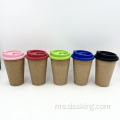 Logo tersuai yang boleh diguna semula oleh Eco BPA percuma 16oz Cork Coffee Cup dengan tudung